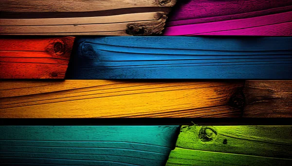 Fondo Madera Color Vibrante Pared Madera Colorida Del Arco Iris — Foto de Stock