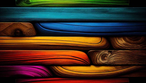 Żywy Kolor Drewna Tło Tęcza Kolorowe Drewniane Ściany — Zdjęcie stockowe