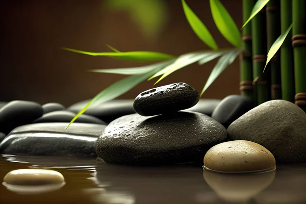 Wellness Hintergrund Mit Steinen Und Bambus — Stockfoto