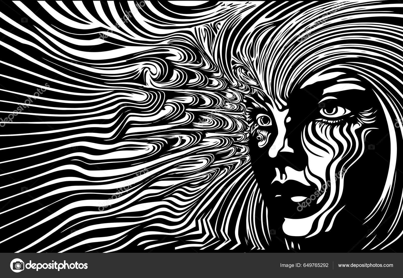 Abstract Black And White Face
