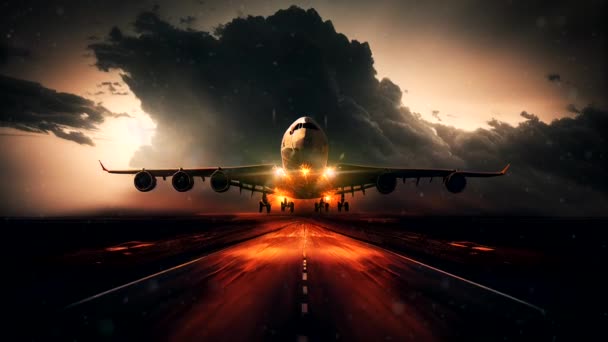 Samolot Startuje Ląduje Animacja Sekund Pętli — Wideo stockowe