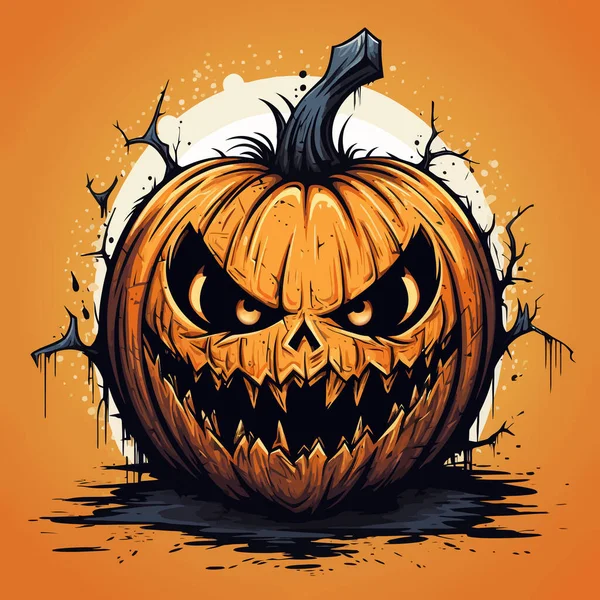 Страшный Джек Фонарь Иллюстрация Хэллоуина Стоковое Изображение