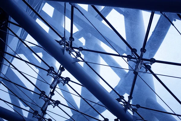 Detail Eines Glasdaches Blauer Ton — Stockfoto