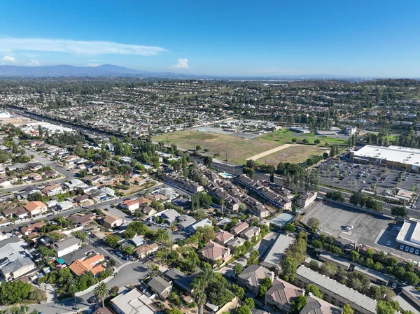 stock image Aerial view of of La Habra city , in northwestern corner of Orange County, California, United States.