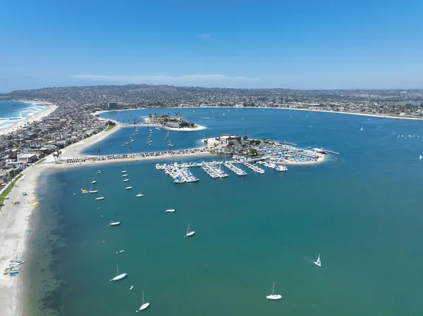 Aerial View Boats Kayaks Mission Bay San Diego California Usa — Stockfoto