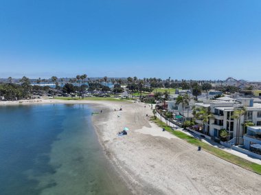 Aerial view of Mission Bay and beach in San Diego, California. USA. Famous tourist destination