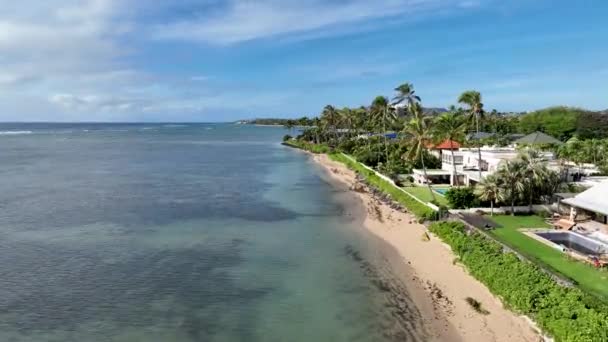 Flygfoto Över Kahala Och Stilla Havet Honolulu Hawaii Förenta Staterna — Stockvideo