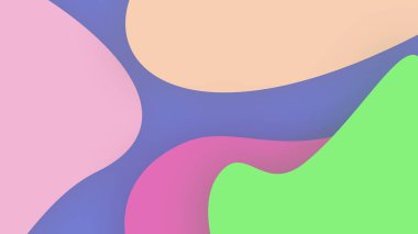 Renkli dalgalı kağıt soyut arkaplan şekillerini keser. İş ve element posterleri için tasarım düzeni 