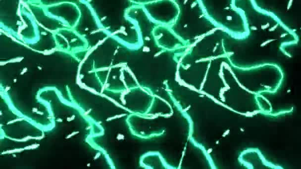 Abstract Green Energy Light Strings Waves Background Electric Lighting Effect — Stock Video