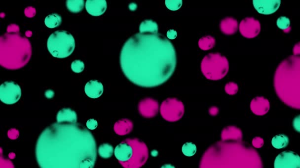 Abstract Composition Colored Flying Spheres Black Background Glowing Decorative — Video Stock