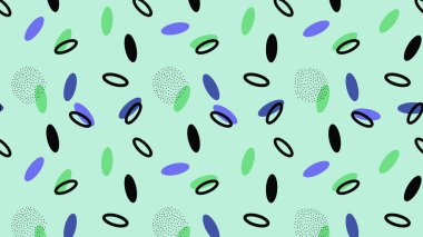 Colorful abstract organic shape seamless pattern illustration in retro style. Trendy primary color background with creative drawing. 