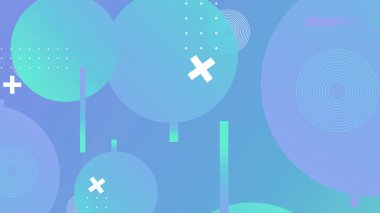 Colorful abstract geometric shape pattern illustration in retro style. Trendy primary color background with creative shapes.