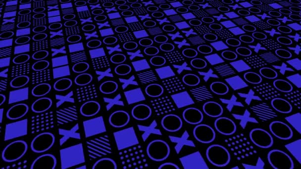 Repeating Pattern Black Blue Geometric Shapes Circle Square Abstract Background — Vídeo de Stock