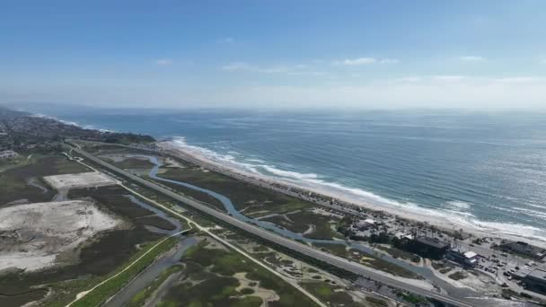 Flygfoto Över Encinitas Coastown San Diego Kalifornien Usa — Stockvideo