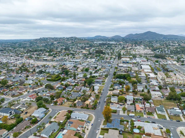 Luchtfoto Van Huis Met Grijze Lucht Mesa City San Diego — Stockfoto