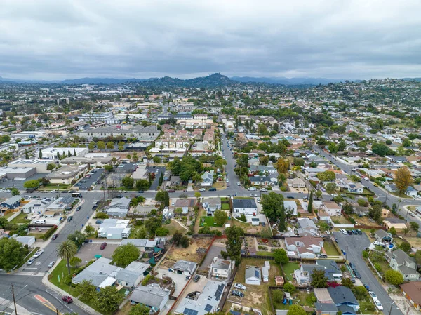 stock image Aerial view of house with gray sky in La Mesa City in San Diego, California, USA