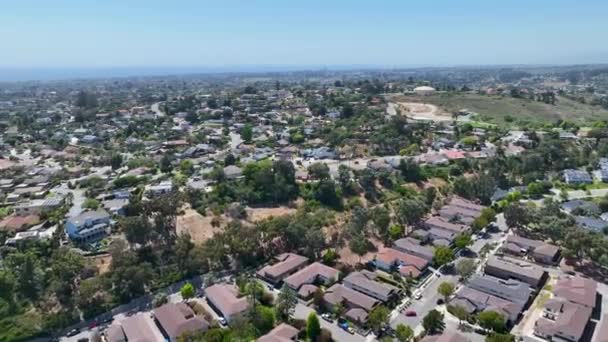 Drone Disparó Sobrevuelo Aéreo Sobre Calles Casas Vecinales Oceanside California — Vídeos de Stock