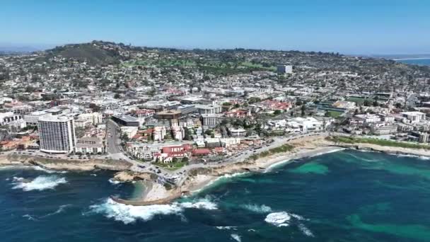 Letecký Pohled Zátoku Pláž Jolla San Diegu Kalifornii Cestovní Destinace — Stock video