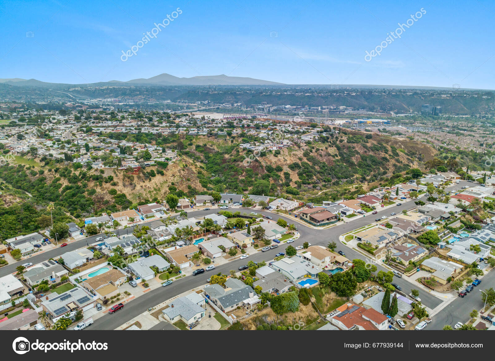 Aerial View House Serra Mesa City San Diego California Usa Stock Photo