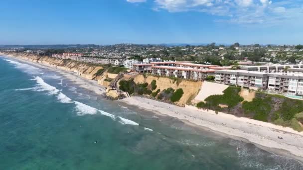 Del Mar Sahilleri Nin Havadan Görünüşü Kaliforniya Kıyıları Uçurumları Pasifik — Stok video