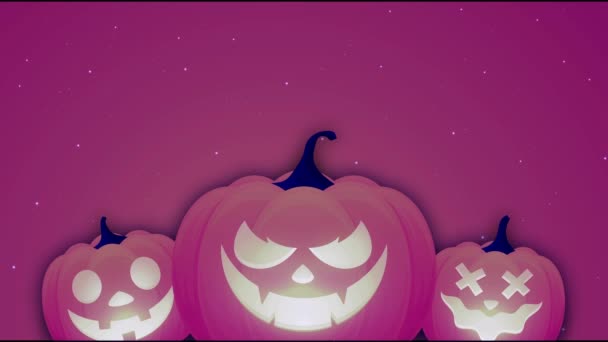 Balkabakları Oyulmuş Korkunç Yüzler Cadılar Bayramı Fantezi Arka Planı Ile — Stok video