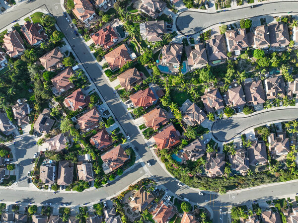 Aerial view of houses in Vista, Carlsbad in North County of San Diego, California. USA