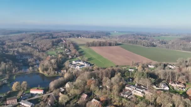 Luftaufnahme Von Häusern Umgeben Von Wald Der Ländlichen Gegend Von — Stockvideo