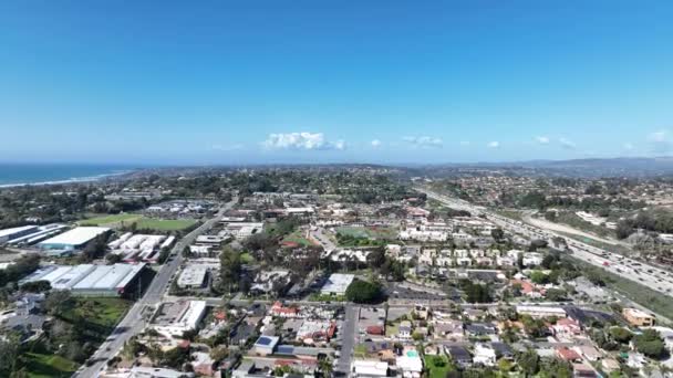 Vista Aérea Solana Beach Ciudad Costera Condado San Diego Sur — Vídeos de Stock