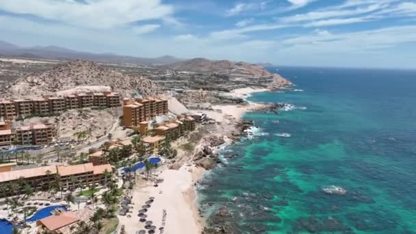 Vista Aérea Praia Tropical Com Resorts Cabo San Jose Baja — Vídeo de Stock