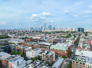 Aerial View of Hoboken and New Jersey Skyline on the background clipart