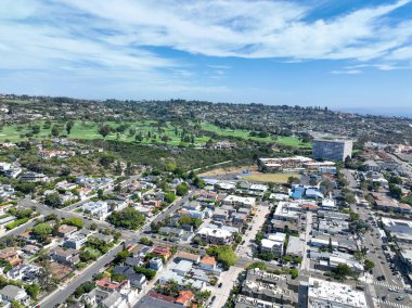 Aerial view over La Jolla hills with big villas, San Diego, California, USA