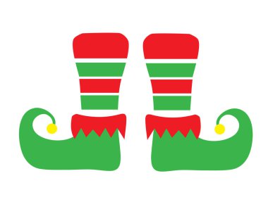 Elf ayakkabılarının vektör çizimi, Noel Baba 'nın küçük yardımcısı, Noel..