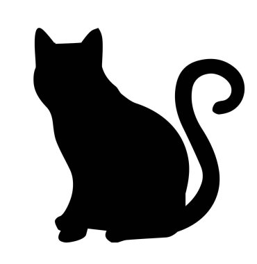 vector illustration of a black cat silhouette isolated on white background.