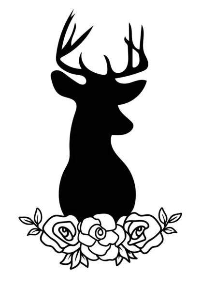 Ilustração Vetorial Cervo Floral Borda Floral — Vetor de Stock
