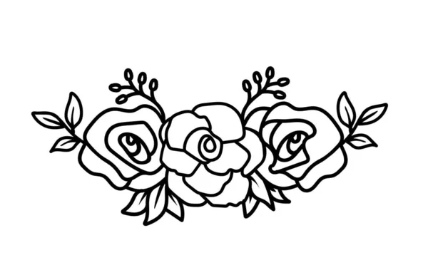Vector Illustration Floral Background Floral Border Roses — Stock Vector