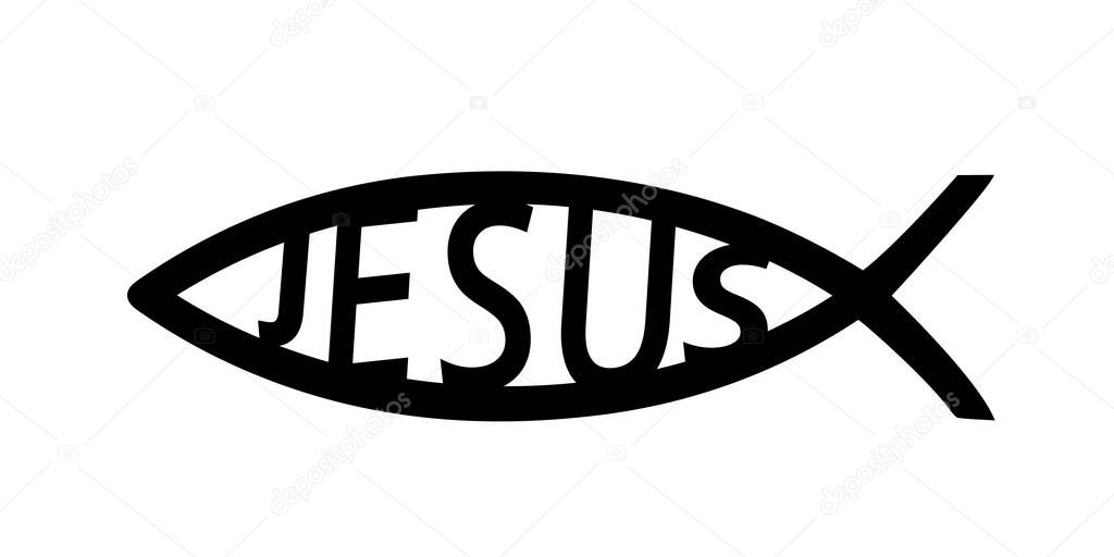 Vector illustration of a fish symbol, Christian symbol, Jesus, Christianity