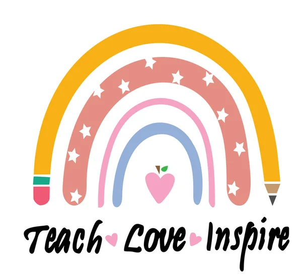 Vector Illustration Rainbow Teacher Back School — Stock Vector