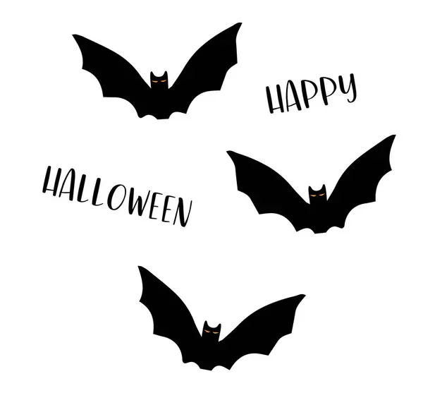 Ilustração Vetorial Halloween Feliz Com Morcegos —  Vetores de Stock
