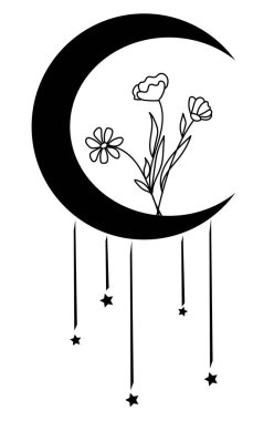 Çiçekli bir ayın vektör çizimi