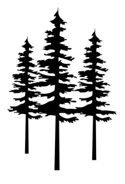 Vektör Ağaçları Silueti Beyaz Üzerine İzole Edildi.
