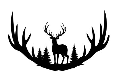 Geyik boynuzlarının vektör çizimi.