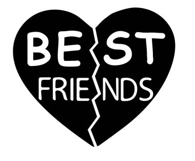 Bir kalbin vektör çizimi, aşk, en iyi arkadaşlar.