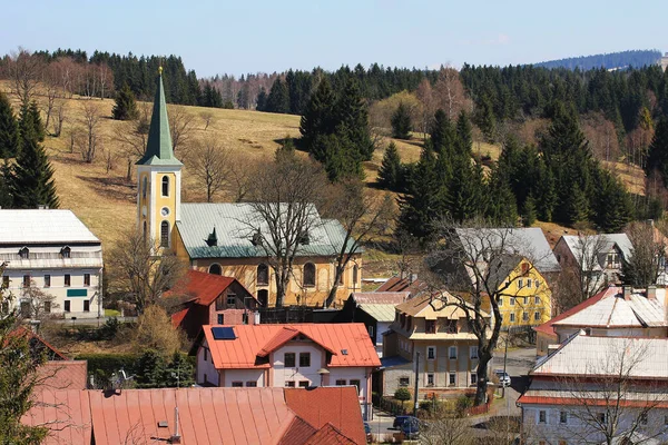 Vista Dall Alto Sul Villaggio Pernink Trova Nel Quartiere Karlovy — Foto Stock