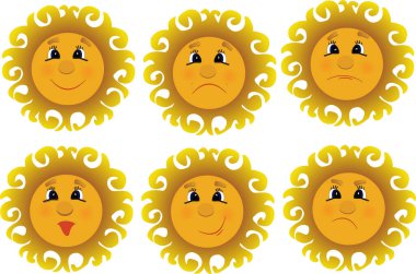 Beyaz arkaplanda güneş emojisi