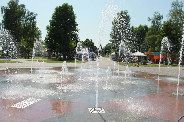 stock image The dry fountain at sunny summer day in the Sumy park Ukraine