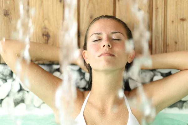 Front View Teen Spa Relaxing Water Jet — Stock Photo, Image