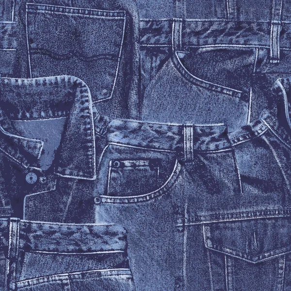 Patchwork Pattern Seamlessly Continuous Jeans — Stock Photo, Image