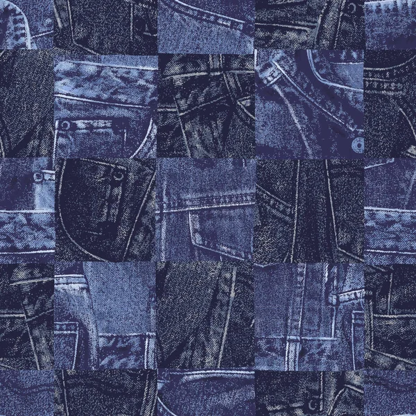 Modello Patchwork Jeans Continui Senza Soluzione Continuità — Foto Stock
