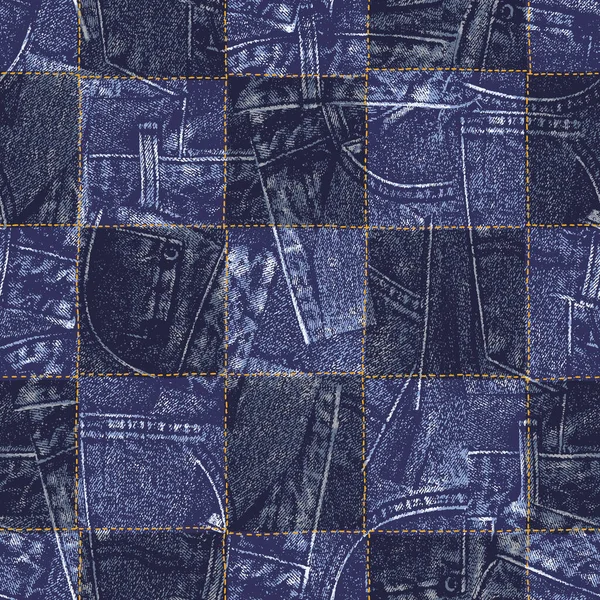 Patrón Patchwork Jeans Continuos Sin Costuras —  Fotos de Stock