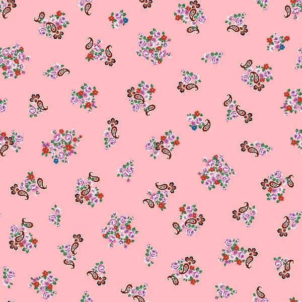 花とペイズリーのシームレスなパターン — ストックベクタ